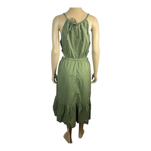 Gap Sz Small Halter Dress Cotton Midi Green Ruffle Milkmaid - Picture 4 of 16